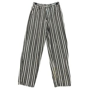 Vintage Nada Nuff Striped Jeans Straight Leg Pants 7 Womens Button Fly High Rise